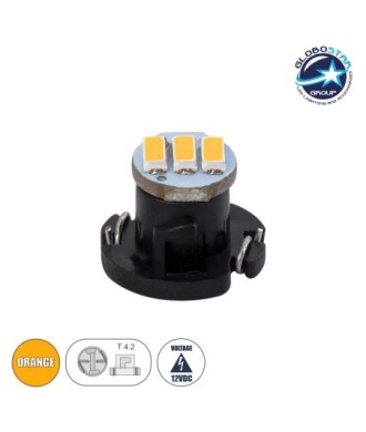 GloboStar® T4.2 81013 Λάμπα Αυτοκινήτου LED 3xSMD4014 0.6W 120lm 120° DC 12-16V  IP20 Μ1 x Π1 x Υ0.8cm Πορτοκαλί